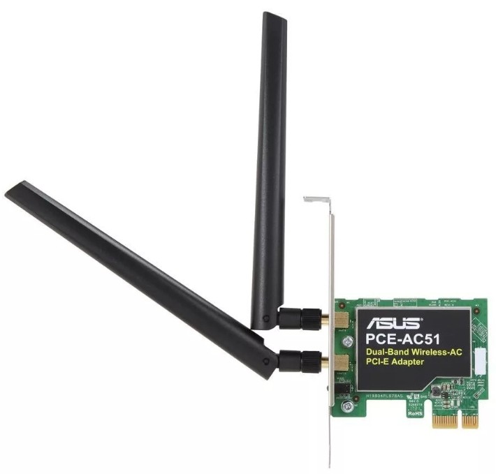 Адаптер Asus PCE-AC51 // WI-FI 802.11ac, 300 + 433 Mbps PCI-E Adapter, 2 антенны ; 90IG02S0-BO0010 PCE-AC51 PCE-AC51