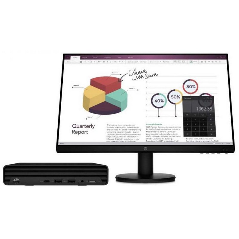 Персональный компьютер HP Bundles 260 G4 DM Intel Celeron 5205U(1.9Ghz)/4096Mb/128SSDGb/BT/WiFi/war 1y/W10ProEntry + Monitor 23.8" P24v, Quick Release, Spec 44G28ES 44G28ES