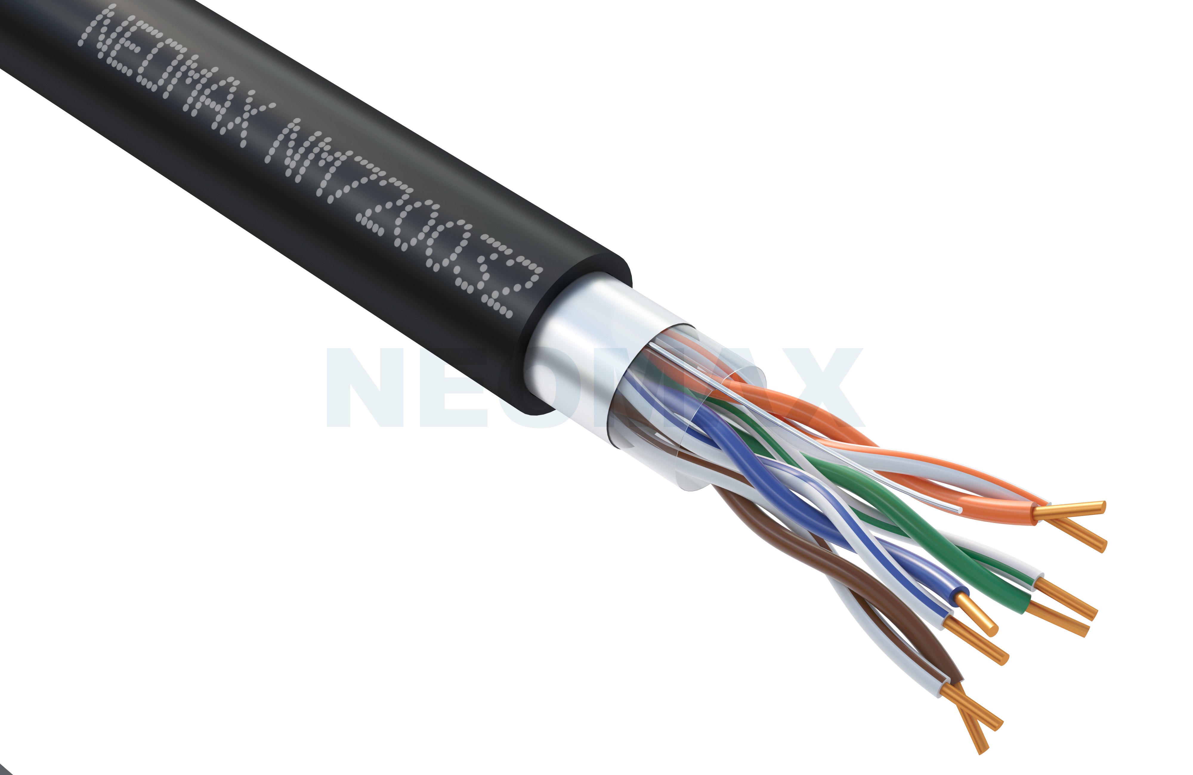 Кабель Neomax 5e F/UTP 4 пары внешний (-40? to +60?) 24AWG(0.52 мм) Cu (Чистая медь) Одножильный (Solid) PE 500м Чёрный NM720032-500M-D NM720032-500M-D