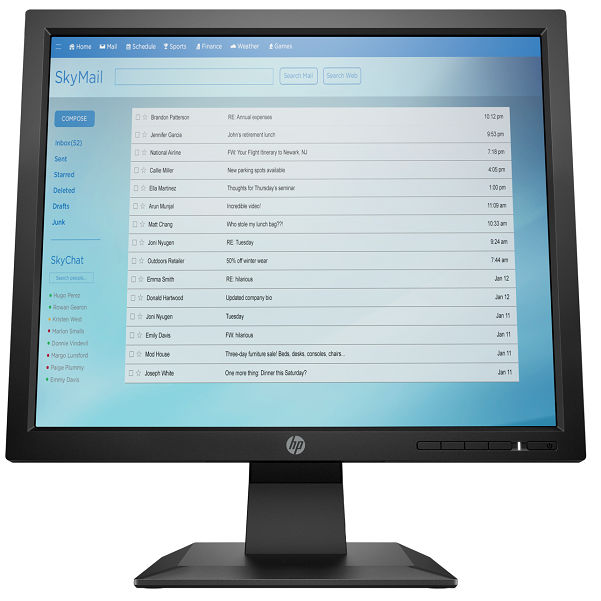 Монитор HP 17" P174 LED Monitor 1280x1024, TN, 250 cd/m2, 1000:1, 5ms, 170°/160°, VGA, bezel standart, Black 5RD64AA 5RD64AA
