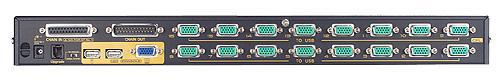 KVM переключатель ATEN VGA/SVGA+KBD+MOUSE, 1>16 блоков/портов PS2, с KVM-шнурами PS/2 2х1.8м., (DDC2B;каскад. до 512) CS1216A-AT-G CS1216A-AT-G