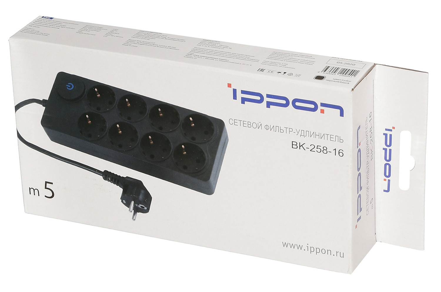 Сетевой фильтр Ippon 5м (8 розеток) черный BK258-16 BK258-16 #3