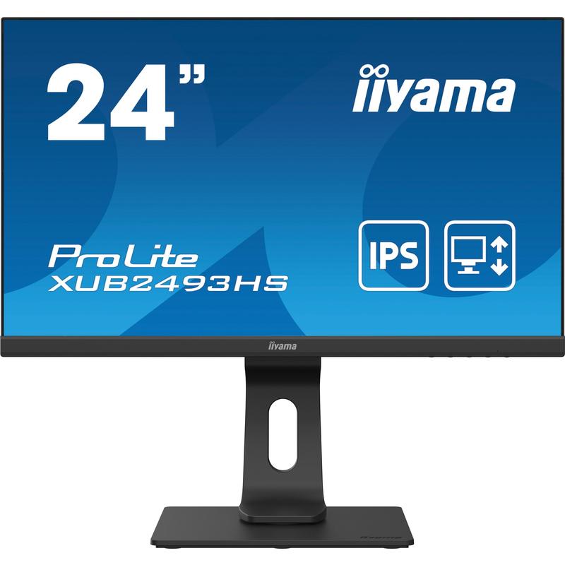 Монитор IIYAMA 23,8" ProLite 1920x1080@75Гц IPS LED 16:9 4ms VGA HDMI DP 80M:1 1000:1 178/178 250cd HAS Pivot Tilt Swivel Speakers Black XUB2493HS-B4 XUB2493HS-B4