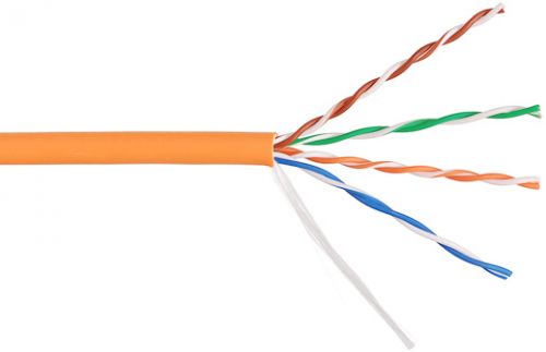 Кабель NIKOLAN U/UTP 4 пары, Кат.5e (Класс D), тест по ISO/IEC, 100МГц, , 24AWG (0,511мм), оранжевый, 305м NKL 9100C-OR NKL 9100C-OR