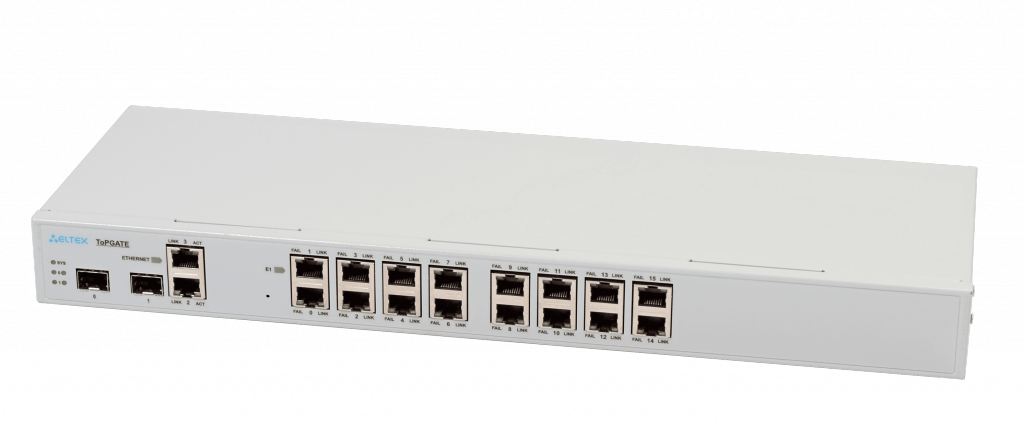 Оптический мультиплексор, 16 Е1+1 Gb Ethernet, 2 шасси под  SFP, 1U ToPGATE-16E1-2FG