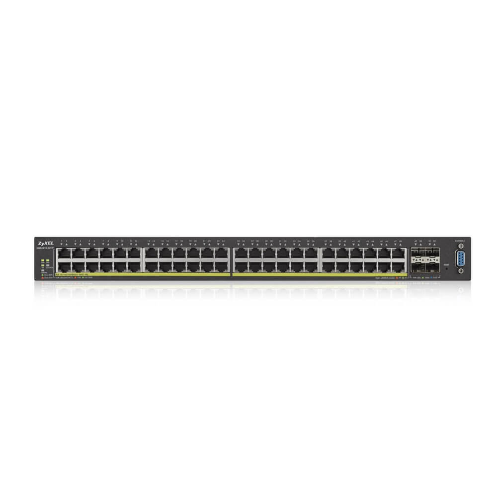 Коммутатор ZYXEL XGS2210-52HP, L2, 48xGE PoE+, 4xSFP+ слота 10 Гбит/с, стекируемый (до 2), бюджет PoE 375 Вт XGS2210-52HP-EU0101F XGS2210-52HP-EU0101F