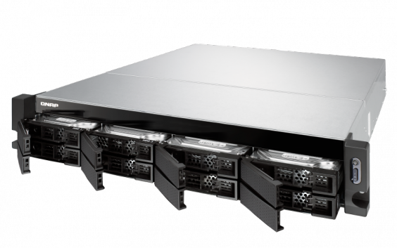 Сетевой RAID-накопитель QNAP 8xHDD, 2x10 GbE SFP+, 2 слота M.2 SSD, 19", 2 блока питания. AMD RX-421ND 2,1 ГГц (до 3,4 ГГц ), 8 Г TS-873U-RP-8G TS-873U-RP-8G