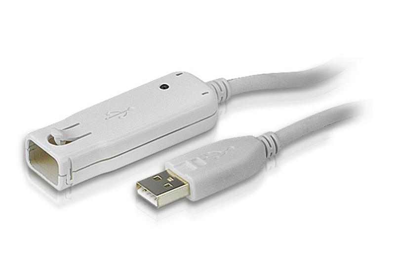 Удлинитель ATEN USB, A>A/A-A, Male-Female, 4 провода, опрессованный, 12 м., (активный;наращиваемый до 5шт;USB 2.0) UE2120 UE2120