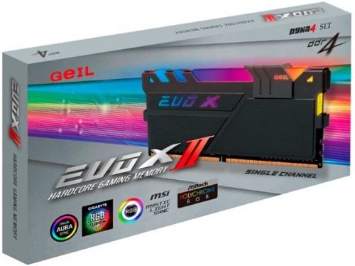 Модуль памяти Geil 16GB GeIL DDR4 3200 DIMM EVO X II Black RGB Gaming Memory Non-ECC, CL16, 1.35V, Heat Shield, XMP 2.0, ASUS AURA, Gigabyte Fusion, MSI Mystic Light, ASRock Polychrome, RTL GEXSB416GB3200C16ASC GEXSB416GB3200C16ASC