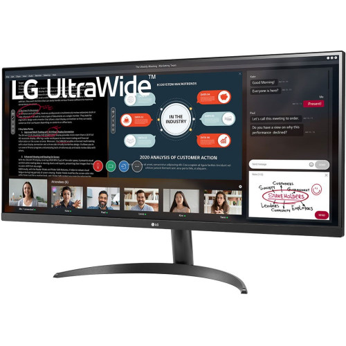 Монитор LG 34" IPS LED, 2560x1080, 5ms, 300cd/m2, 1000:1 (Mega DCR), 178°/178°, 2*HDMI, 75Hz, AMD FreeSync, HDR10, Tilt, Black  34WP500-B 34WP500-B #1