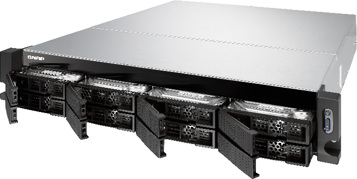 Сетевой RAID-накопитель QNAP 8 отсеков для HDD, 19" Четырехъядерный AMD 2,0 ГГц, 4ГБ. Направляющие в комплект не входят. TS-863U-4G TS-863U-4G
