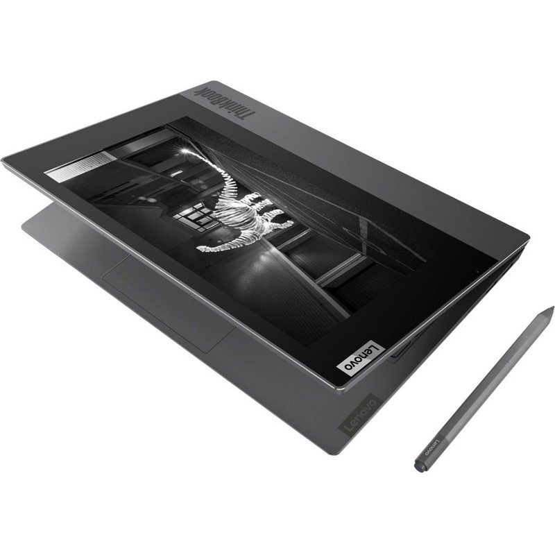 Ноутбук Lenovo ThinkBook Plus 13.3" FHD IPS + 10.8" e-ink/ CORE_I7-10710U_1.1G_6C_MB/ 16GB DDR4 2666/ 512GB_M.2_2280_NVME_TLC/ / Интегрированная графика/ Wi-Fi 2x2 AC+BT/ FPR/ 4-cell 45 Вт/ч + usb-c компактный адаптер зарядки 65 Вт/ 1 x USB 3.1 alway 20TG006DRU