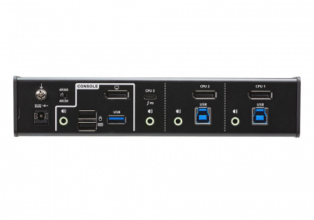 KVM-переключатель ATEN KVM AUDIO+USB 3,1 Gen1, 1> 2 блока/порта/port USB/DP+1 USB-C, со шнурами со шнурами USB/DP v1,2 2x1,8м,+USB-C+Audio 3x1,8м,, (макс,разр 4096x2160/3840x2160 60Hz 4:2:0;консоль упр,-USB;2 порт,HUB USB Gen 3,1;5 лет гар)[ATEN] CS1 CS1953-AT-G