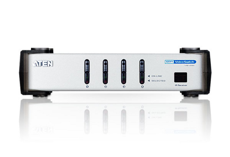 KVM переключатель ATEN DVI+AUDIO, 4> 1 монитор/панель, (1600x1200 60Hz;DDC2B;пульт ДУ) VS461-AT-G VS461-AT-G