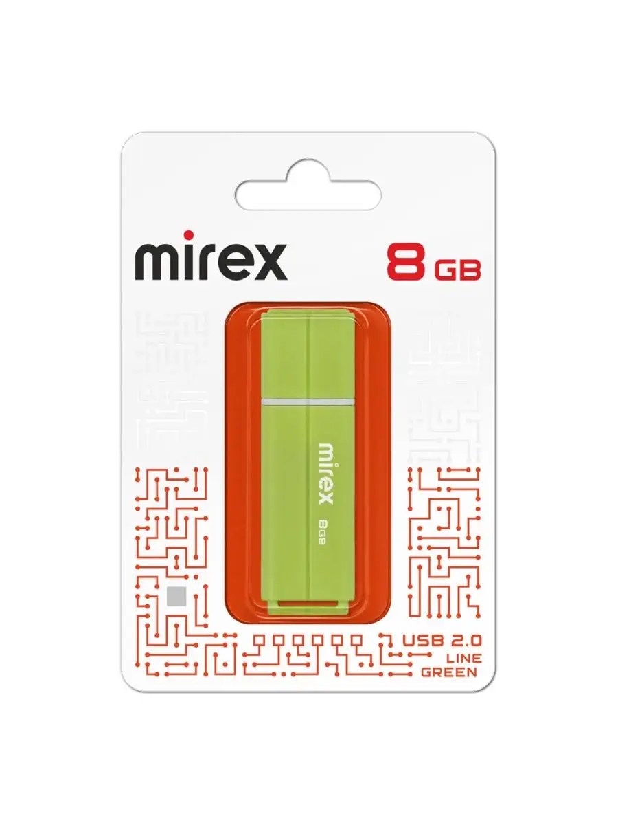 Флеш накопитель Mirex 13600-FMULGN08 8GB,Line,USB 2.0,зеленый 13600-FMULGN08 13600-FMULGN08