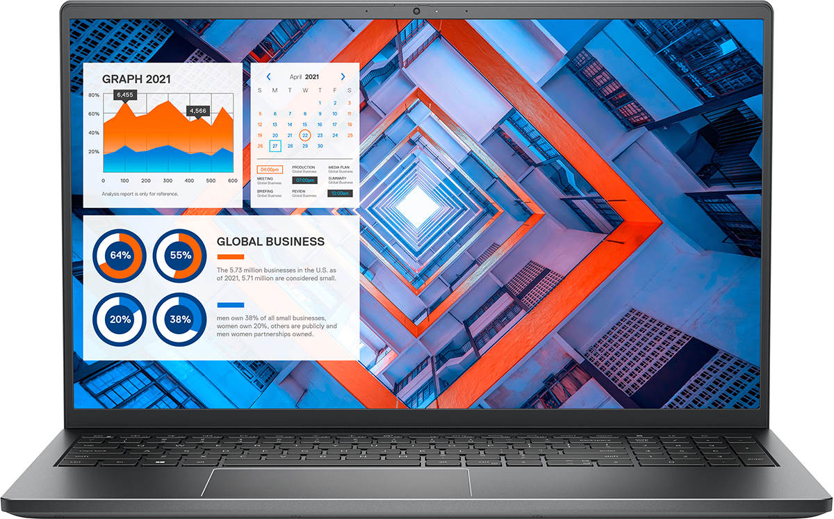 Ноутбук Dell Vostro 7510 Core i5-11400H (2,7GHz) 15,6'' FullHD WVA Antiglare 300nits 8GB (1x8GB) DDR4 512GB SSD NV GTX 3050 (4GB DDR6) FPR, TPM 3 cell (56 WHr) W10 Pro 1y ProS+NBD black 7510-0431 7510-0431