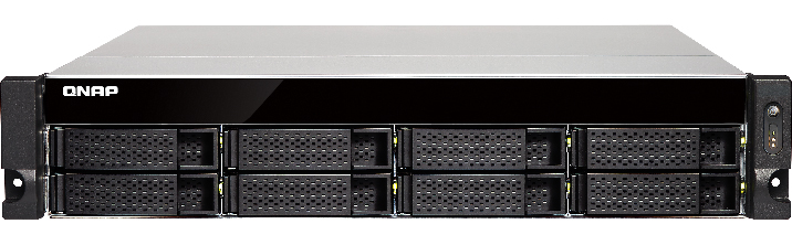 Сетевой RAID-накопитель QNAP 8 отсеков для HDD, 19" Четырехъядерный AMD 2,0 ГГц, 4ГБ. Направляющие в комплект не входят. TS-863U-4G TS-863U-4G