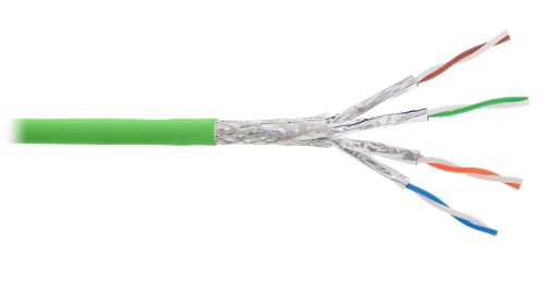 Витая пара NIKOLAN S/FTP 4 пары, Кат.7 (Класс F), тест по ISO/IEC, 600МГц, одножильный, BC, 23AWG (0,56мм), внутренний, LSZH нг(А)-HFLTx, салатовый, 500м NKL 4365C-LG NKL 4365C-LG