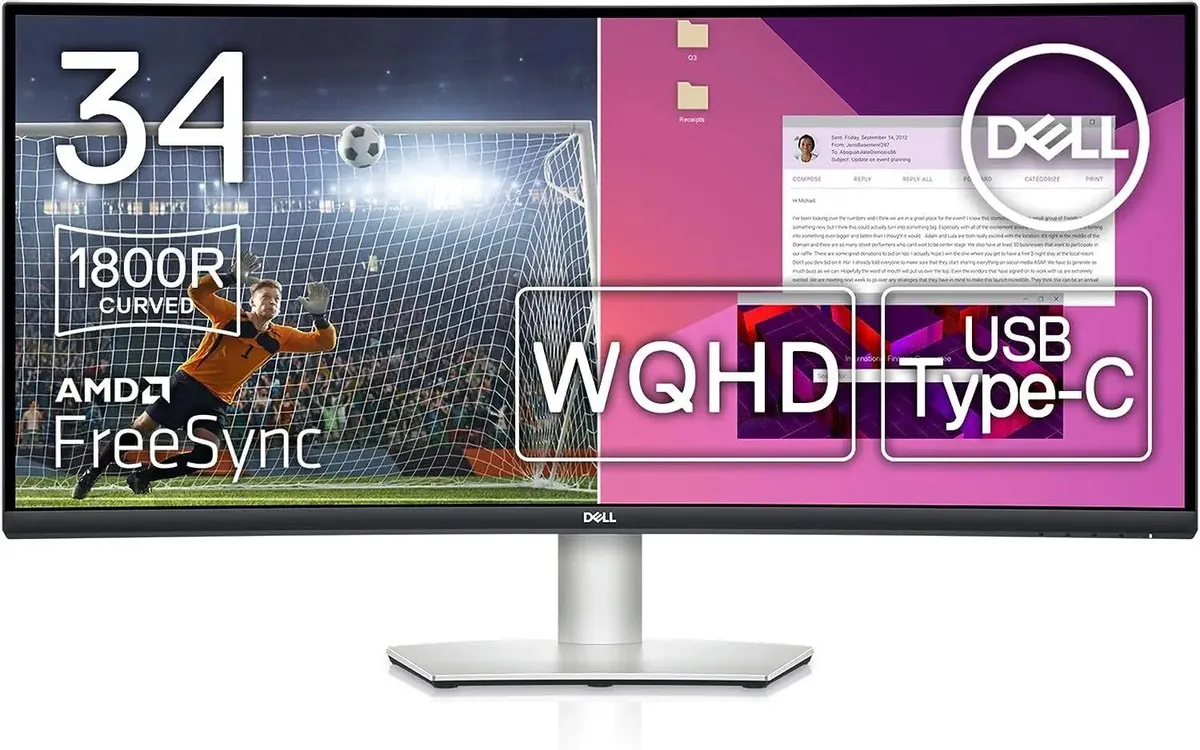 Монитор DELL  34", Curved USB-C Monitor , 3440x1440 UWQHD 100Hz, VA, 21:9, 300 /, 4 , 3000:1, P-Del-65W, H-AD S3423DWC S3423DWC