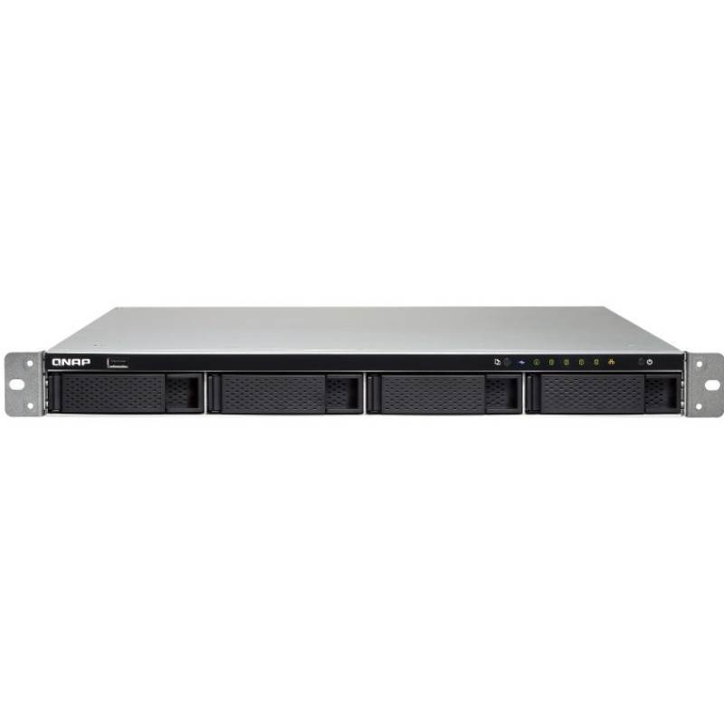 Сетевой RAID-накопитель QNAP 4-tray w/o HDD, 4-сore AMD 2.0 GHz, 4GB DDR3L (4GBx1) up to 16GB (2x8GB), 1x10G RJ45, 4xGbE, 5xUSB, 1U Rackmount, 1x250W PSU, W/o rail kit RAIL-B02 TS-463XU-4G TS-463XU-4G
