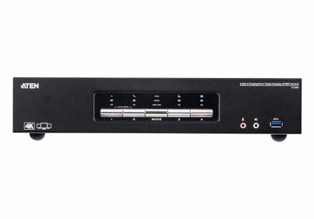 KVM-переключатель ATEN KVM DP+USB+AUDIO, 1> 4 компьютера/блока/порта/port USB с 3 вых,DispalyPort, со шнурами 2xUSB 3,0 1,8м/6xDisplayPort 1,2 1,5м,, (консоль упр,-USB;2 порт,HUB USB 3,1;ЗАКАЗ!)[Taiwan-ATEN] CS1964-AT-G CS1964-AT-G