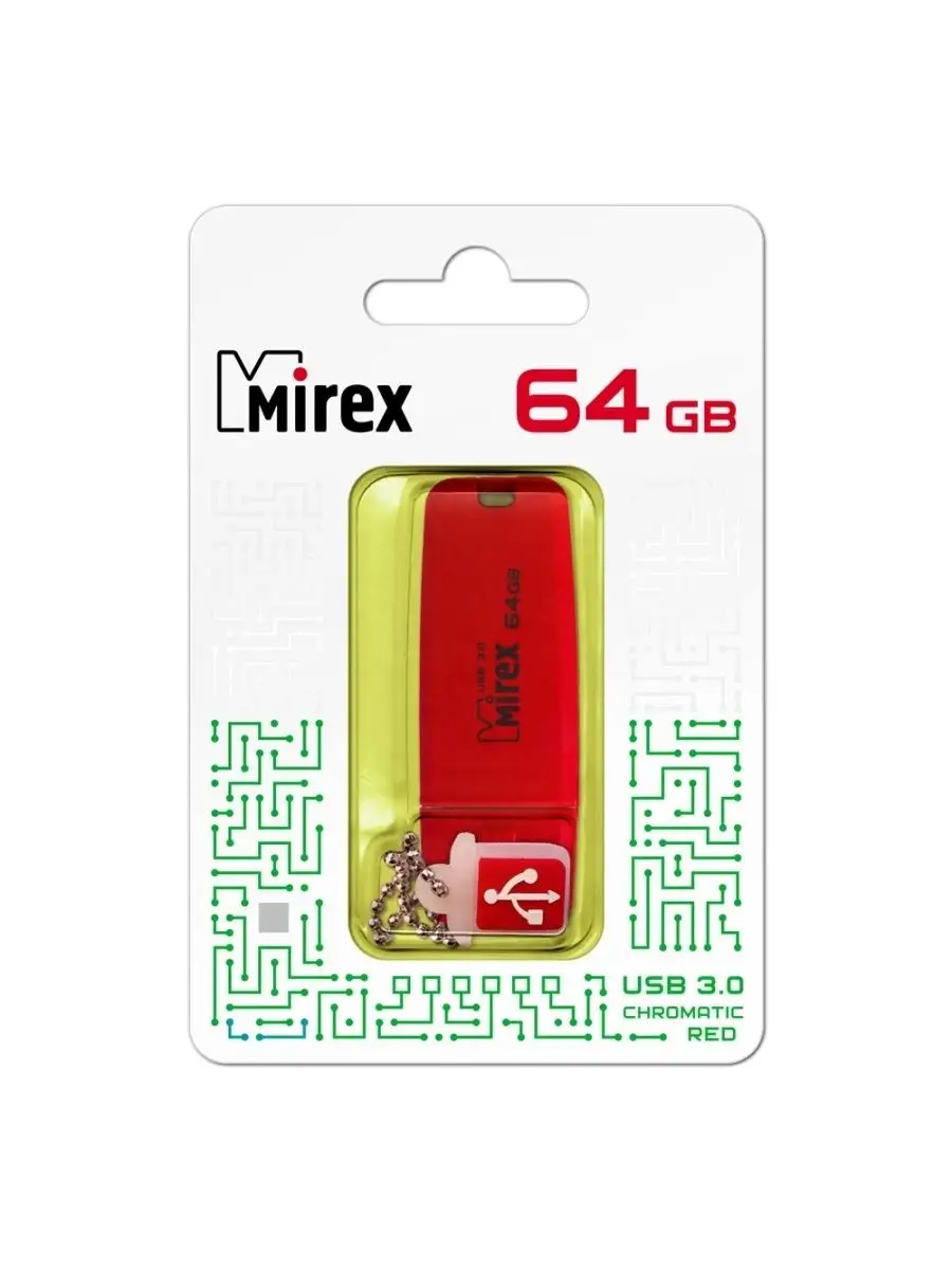 Флеш накопитель Mirex 13600-FM3СHR64 64GB,Chromatic,USB 3.0,красный 13600-FM3СHR64 13600-FM3СHR64