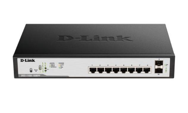 Коммутатор D-Link L2 Smart Switch with 8 10/100/1000Base-T ports and 2 1000Base-X SFP ports (6 PoE ports 802.3af/802.3at (30 W), 2 ports 802.3af/802.3at/802.3bt (90W), PoE Budget 242 W) DGS-1100-10MPP/C1A DGS-1100-10MPP/C1A