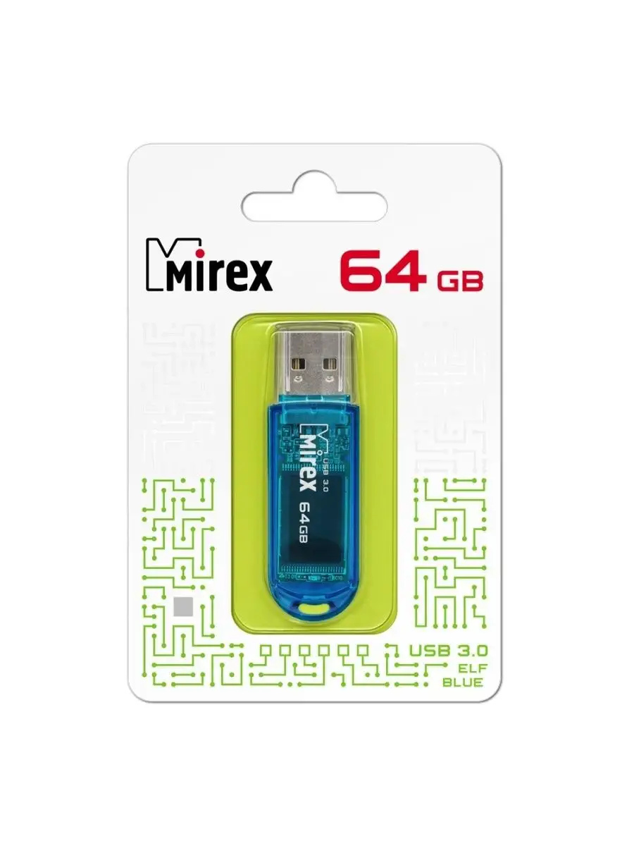 Флеш накопитель Mirex 13600-FM3BEF64 64GB,Elf,USB 3.0,синий 13600-FM3BEF64 13600-FM3BEF64