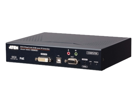 Удлинитель-передатчик ATEN KVM USB DVI-D+AUDIO+RS232, 100м, UTP/10км, SM точка-точка/неогранич, в пределах LAN, 1xUTP/2xОптич,волокна SFP(LC);GbE (TCP/IP;IGMP), 2x(2xDVI-D+USB A-тип+2xMINIJACK+DB9)+USB B-тип,,, PoE, (резерв LAN) KE6922T-AX KE6922T-AX