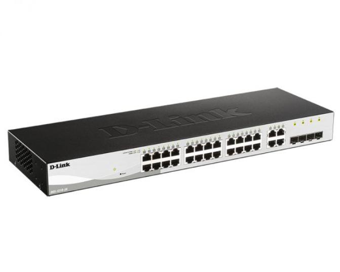 Коммутатор D-Link L2 Smart Switch with 24 10/100/1000Base-T ports and 4 1000Base-T/SFP combo-ports DGS-1210-28/F2A DGS-1210-28/F2A