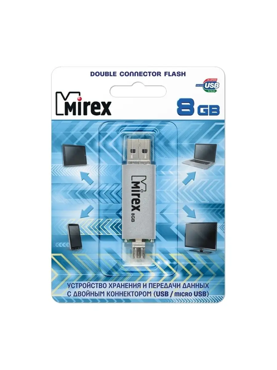 Флеш накопитель Mirex 13600-DCFSSM08 8GB,Smart,OTG,USB 2.0-MicroUSB,серебро 13600-DCFSSM08 13600-DCFSSM08 #1