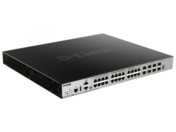 Коммутатор D-Link L3 Managed Switch with 20 10/100/1000Base-T ports and 4 100/1000Base-T/SFP combo-ports and 4 10GBase-X SFP+ ports (24 PoE ports 802.3af/802.3at (30 W), PoE Budget 370 W, PoE Budget with RPS DPS-700 740 W) DGS-3630-28PC/A1ASI DGS-3630-28PC/A1ASI