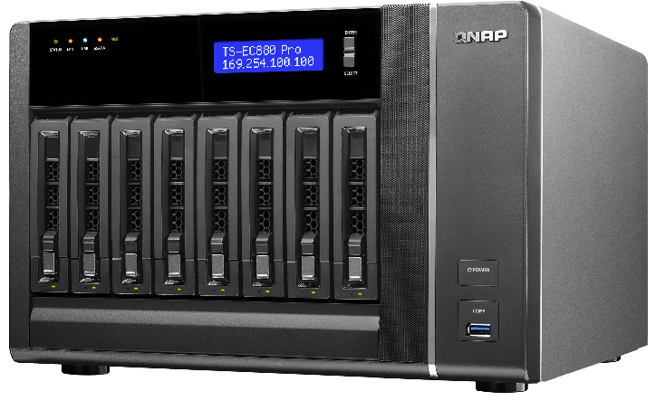 Сетевой RAID-накопитель QNAP 8 отсеков для HDD, ECC-память. Intel Xeon E3-1200 v3 3,4 ГГц, 2ГБ. TS-EC880 Pro TS-EC880 Pro