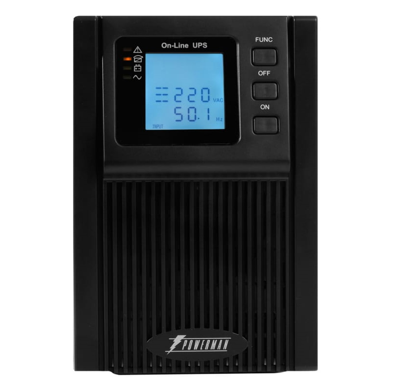 Источник бесперебойного питания Powerman LCD, dual conversion, 2000VA, 1600W, 3 eurosockets with backup power, USB, RS232, SNMP slot POWERMAN Online 2000 Plus POWERMAN Online 2000 Plus