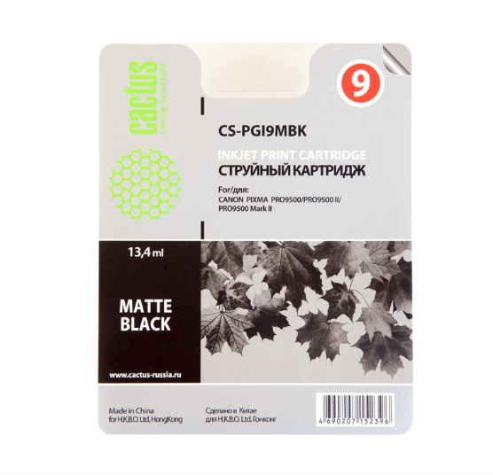 Картридж Cactus струйный CS-PGI9MBK черный матовый для Canon Pixma PRO9000 MarkII/PRO9500/ (13.4мл) CS-PGI9MBK CS-PGI9MBK