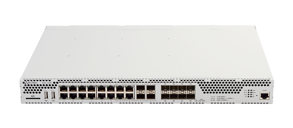 Маршрутизатор Eltex  ESR-1200, 4х combo 10/100/1000BASE-T/1000BaseX, 8х 10GBASE-R SFP+, 12x 10/100/1000BASE-T, 2xUSB 2.0, 1 слот для SD-карт, 4Gb RAM, ESR-1200 #3