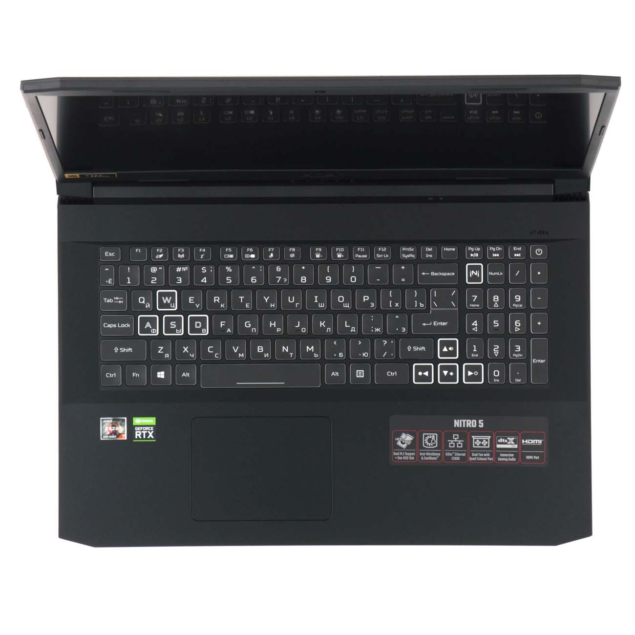 Ноутбук Acer AN517-41-R36K Nitro 17.3'' FHD(1920x1080) IPS/AMD Ryzen 7 5800H 3.20GHz Octa/16GB+512GB SSD/GF RTX3070 8GB/WiFi/BT/1.0MP/4cell/2,7 kg/noOS/1Y/BLACK NH.QBGER.005 NH.QBGER.005