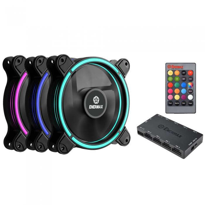 Вентилятор Enermax FAN 120mm, комплект из 3 шт, RGB, 500-1500rpm, 13.71-47,53CFM, 14-22dBA, RTL UCTBRGB12-BP3 UCTBRGB12-BP3