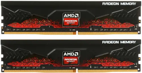 Модуль памяти AMD 16GB Radeon™ DDR4 3200 DIMM R9 Gamers Series Black Gaming Memory Non-ECC, CL16, 1.35V, Heat Shield, Kit (2x8GB), RTL (183214) R9S416G3206U2K R9S416G3206U2K