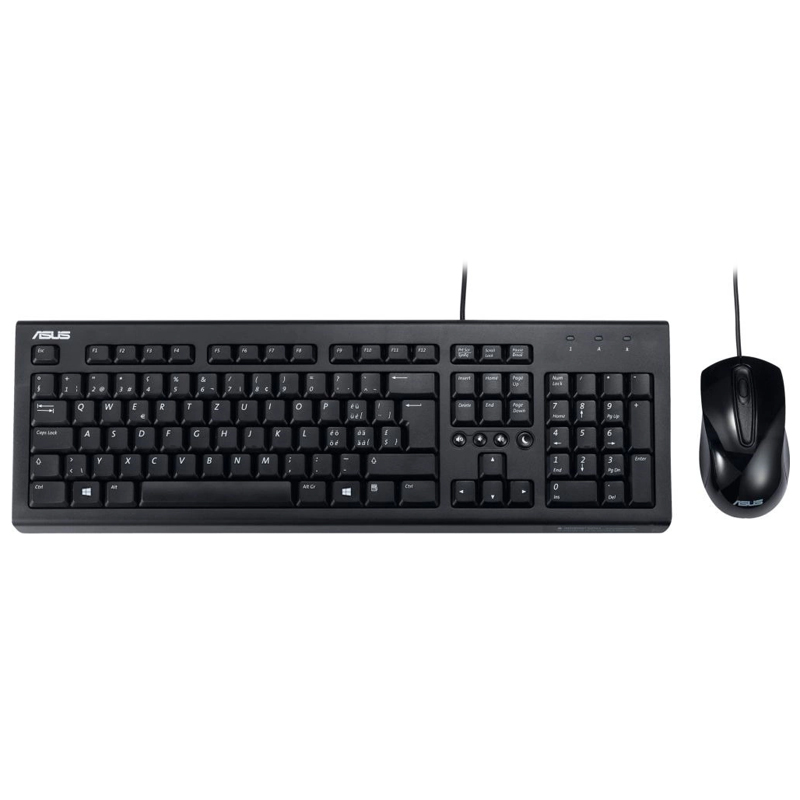 Клавиатура + мышь ASUS проводная (набор) U2000. USB KB+ USB Optical Mouse 3but+Roll.Black 90-XB1000KM00050- 90-XB1000KM00050-