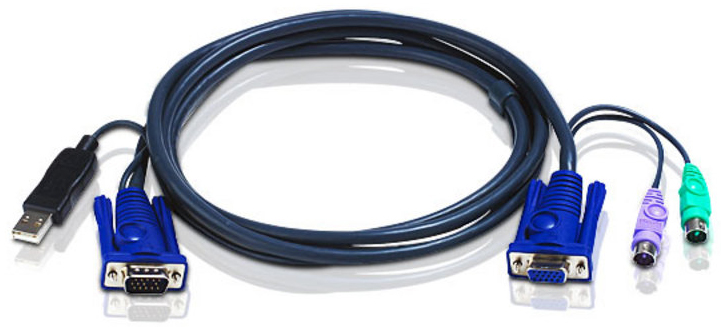 Кабель ATEN мон+клав+мышь USB, HD DB15+2x6MINI-DIN=>HD DB15+USB A-Тип, Female/2xMale-2xMale, 8+4 проводов, 3 м. 2L-5503UP 2L-5503UP
