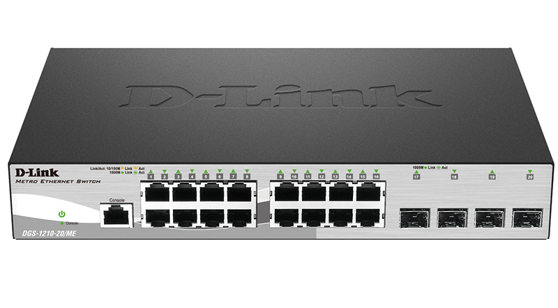 Коммутатор D-Link L2 Managed Switch with 16 10/100/1000Base-T ports and 4 1000Base-X SFP ports DGS-1210-20/ME/A1A DGS-1210-20/ME/A1A