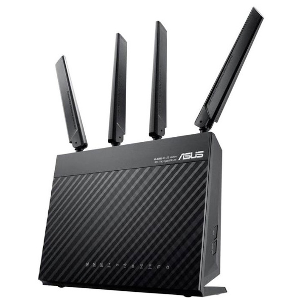 Роутер Asus 4G-AC68U // роутер 802.11b/g/n/ac со встроенным LTE модемом, до 600 + 1300Мбит/c, 2,4 + 5 гГц, 2 антенны LTE, 2 антенны + 1 внутренние Wi-FI, USB, GBT LAN ; 90IG03R1-BM2000 4G-AC68U 4G-AC68U