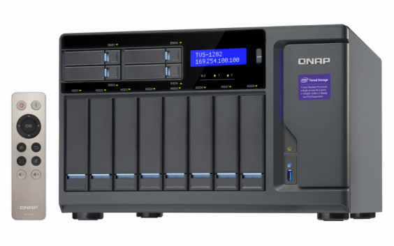 Сетевой RAID-накопитель QNAP 12 отсеков для HDD. Четырехъядерный Intel Core i5-6500 3,6 ГГц, 16 ГБ DDR4 RAM. TVS-1282-I5-16G TVS-1282-I5-16G