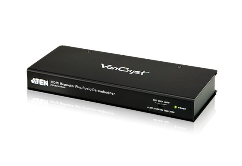 Конвертор ATEN HDMI=>HDMI+AUDIO, HDMI>HDMI+TOSLINK(Optical)+RCA(Coaxial)+2xRCA(Stereo), Female, Б.П.220>5.3V, VC880-A7-G VC880-A7-G