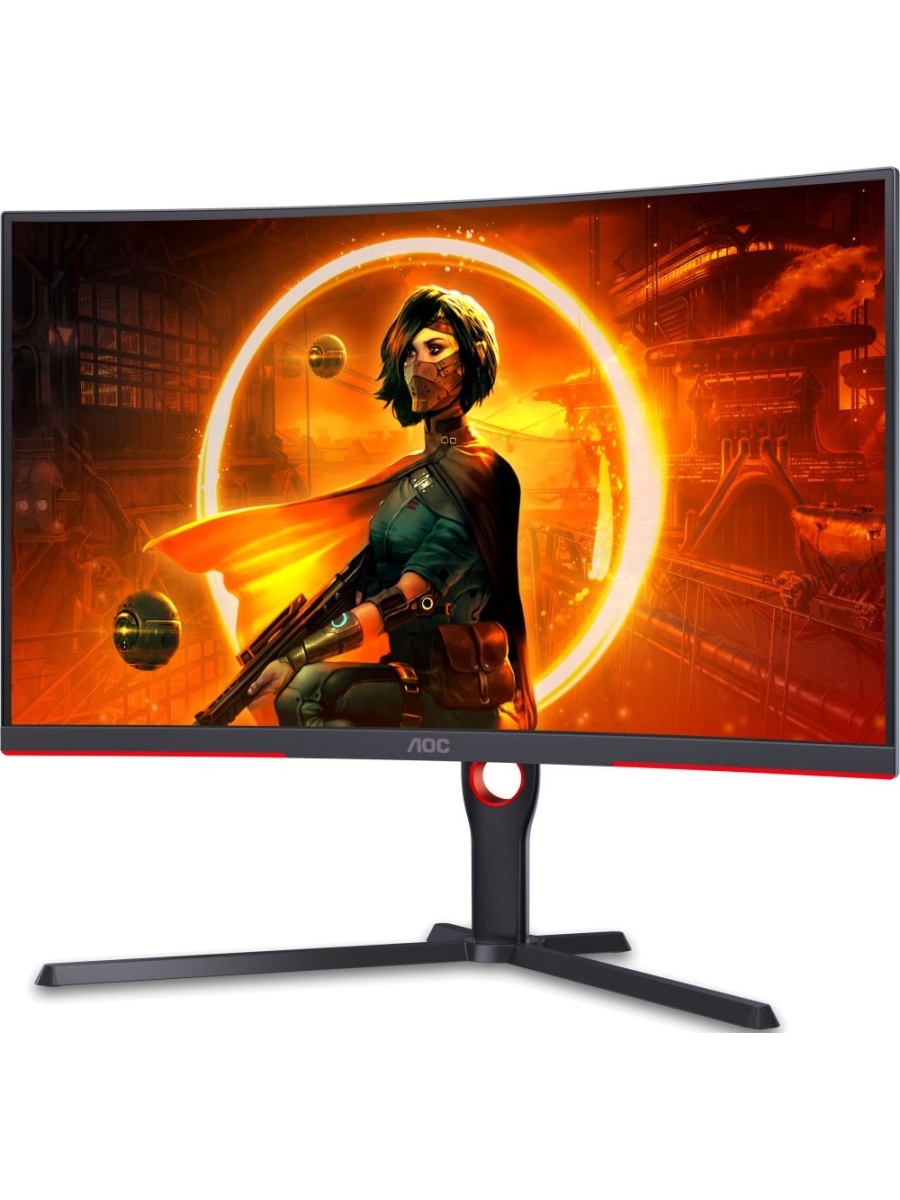 Монитор AOC 32" Black-Red с поворотом экрана (VA, изогнутый, 2560x1440, 165Hz, 1 ms, 178°/178°, 300 cd/m, 80M:) CQ32G3SU CQ32G3SU