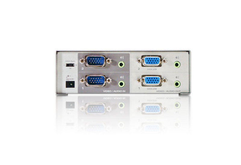 KVM переключатель ATEN VGA/SVGA, 2> 2 монитора, без шнуров, (350MHz) VS0202-AT-G VS0202-AT-G