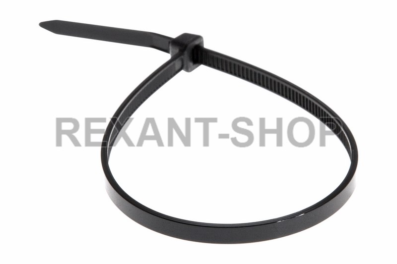 Хомут nylon 4.0 х 200 мм 100 шт  черный  REXANT 07-0201