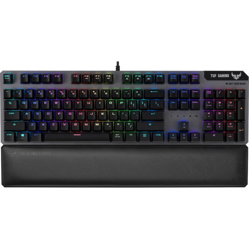 Клавиатура Asus TUF Gaming K7 чёрная Игровая клавиатура (TUF Linear Optical-Mech switch, подставка под запястья, RGB подсветка, IP56, USB, ) 90MP0191-B0RA00 90MP0191-B0RA00