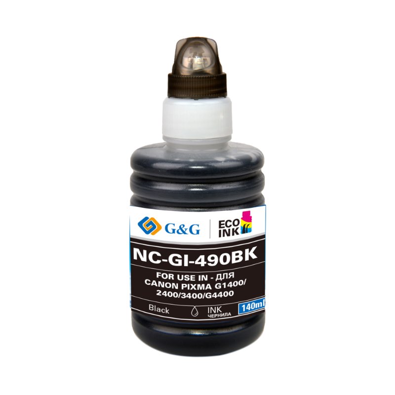 Чернила G&G черные для Canon Pixma G1400/2400/3400/4400 140 ml NC-GI-490BK NC-GI-490BK